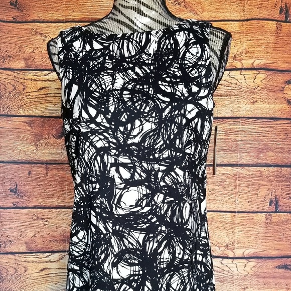 NWT AB Studio black and cream sheath dress size 6 - Picture 2 of 7